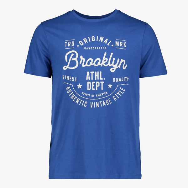 Unsigned heren T-shirt met print kobalt blauw 1