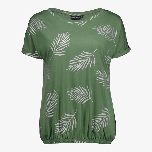 TwoDay dames T-shirt met bladerenprint groen 1