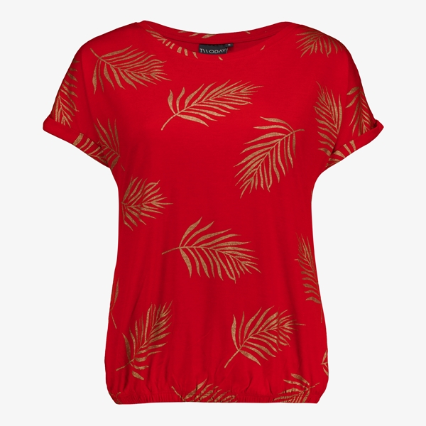 TwoDay dames T-shirt met bladerenprint rood 1