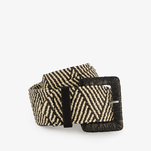 Gevlochten dames riem zigzag zwart wit 1