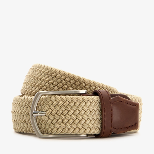 Gevlochten heren riem beige bruin 1