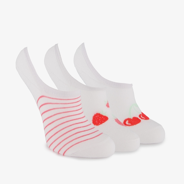 3 paar invisible kinder sokken wit rood 1