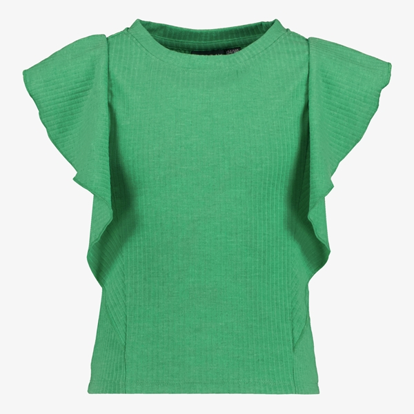 TwoDay meisjes rib T-shirt met ruches groen 1