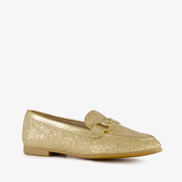 Tamaris dames loafers met pailletten goud 1