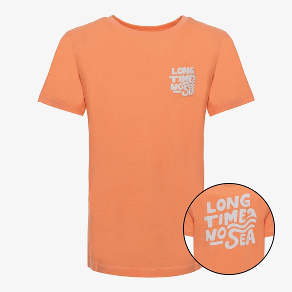 Unsigned jongens T-shirt met backprint oranje 1