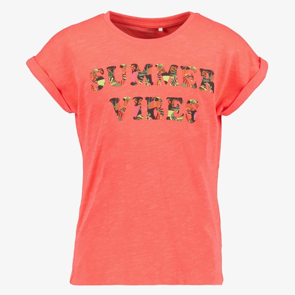 Name It meisjes T-shirt met opdruk koraal roze 1