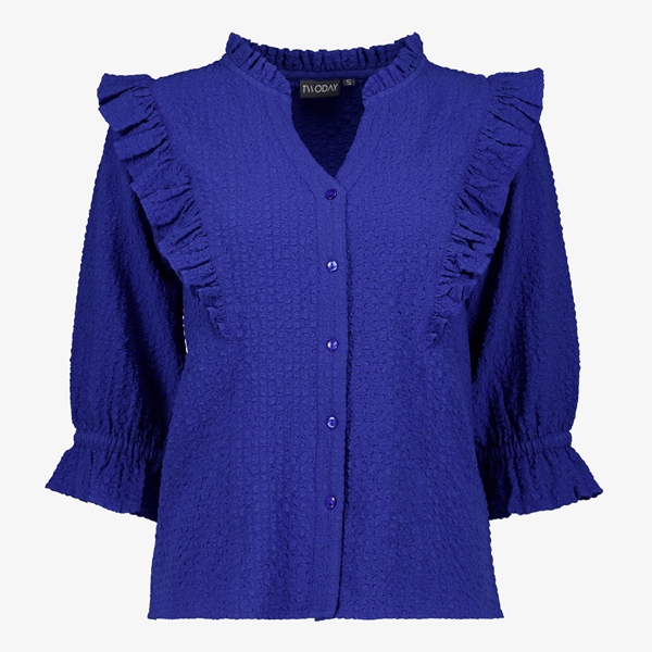 TwoDay dames blouse met ruches kobalt blauw 1