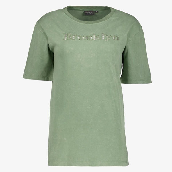 TwoDay dames acid wash T-shirt Brooklyn groen 1