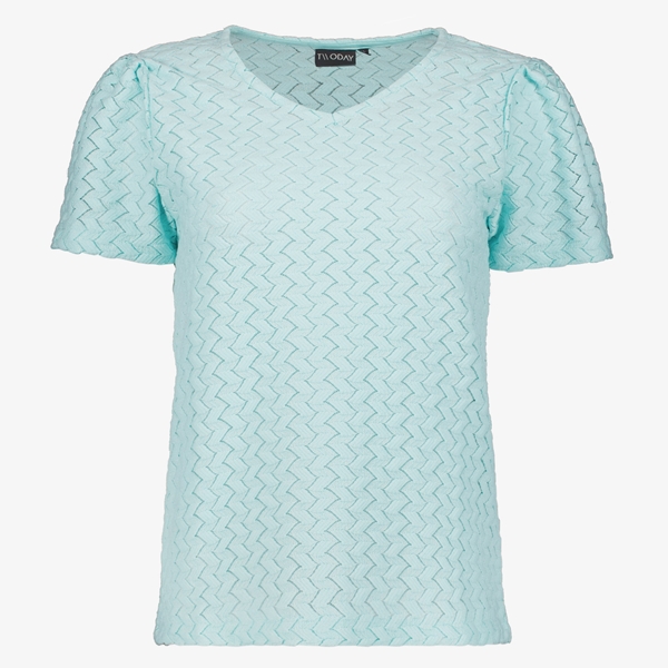 TwoDay dames T-shirt met structuur blauw 1