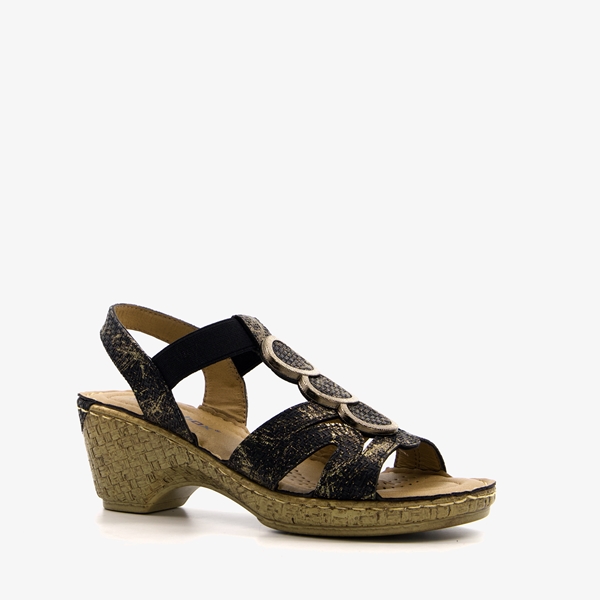 Blue Box dames sandalen met hak zwart goud 1