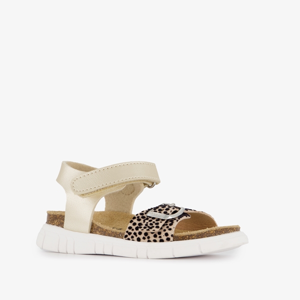 Braqeez leren meisjes sandalen cheetah print goud 1