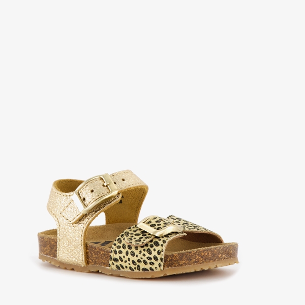 Groot leren meisjes sandalen luipaardprint goud 1