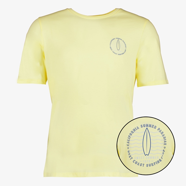 Produkt heren T-shirt met backprint geel 1
