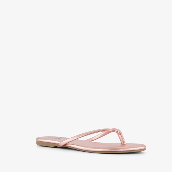 Dames teenslippers rosé goud 1