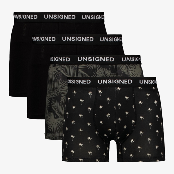 Unsigned heren boxershorts 4 pack zwart met print 1