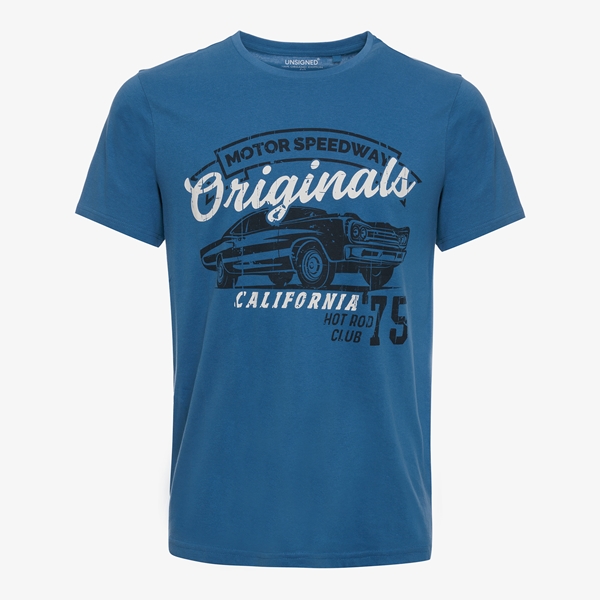 Unsigned heren T-shirt met tekstopdruk blauw 1