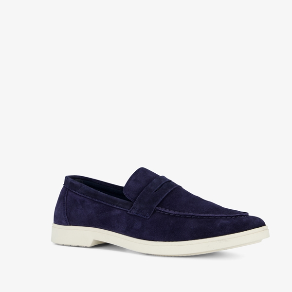 Van Beers suede heren instappers blauw 1