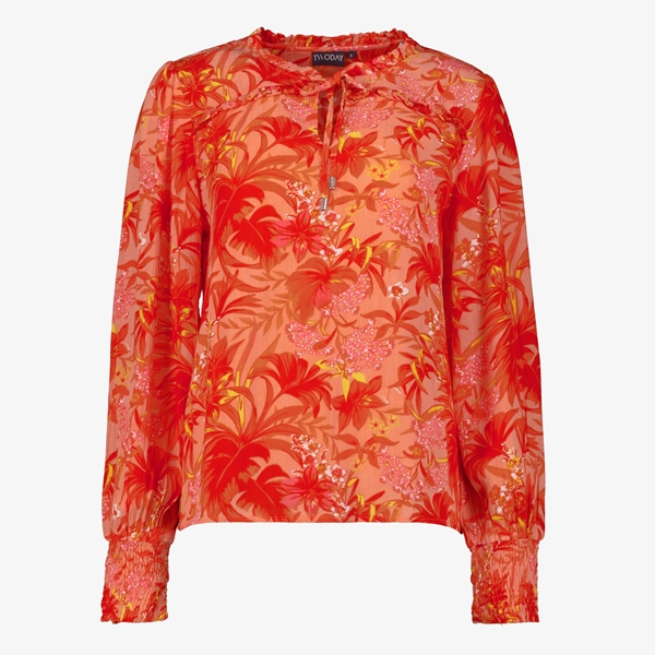 TwoDay dames blouse met bloemenprint oranje 1