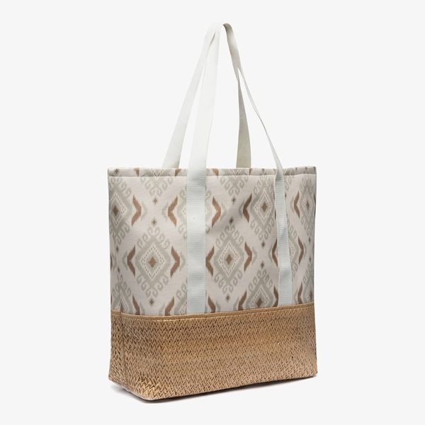 Strandtas met print beige 1