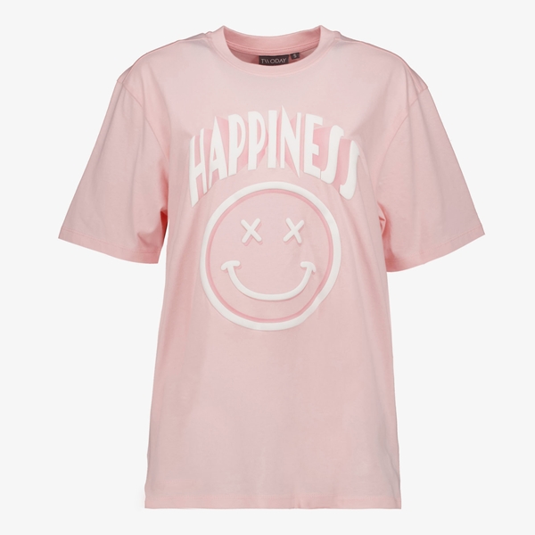 TwoDay dames T-shirt roze met smiley 1