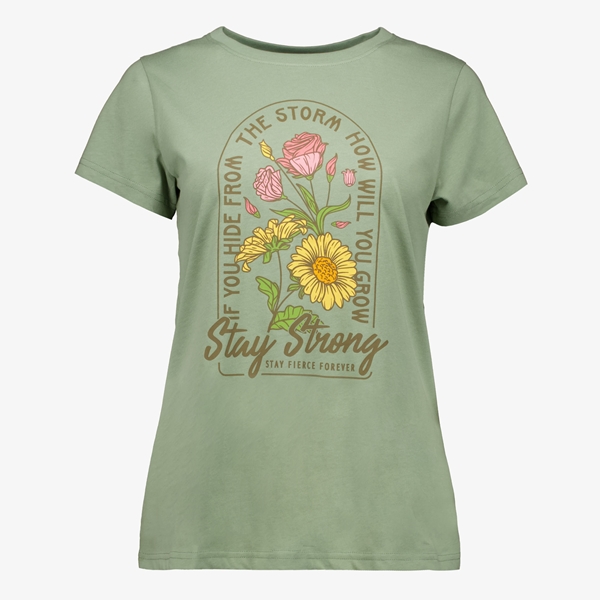 TwoDay dames T-shirt groen met opdruk 1