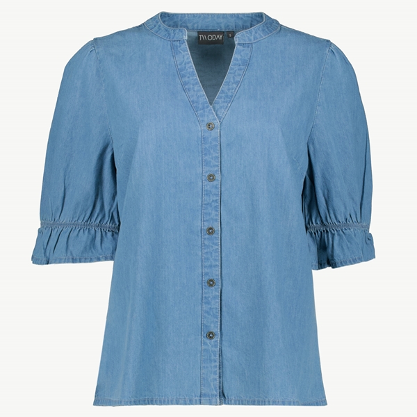 TwoDay dames denim spijkerblouse met ruches 1