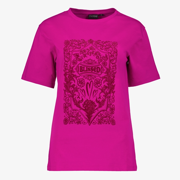 TwoDay dames T-shirt met print fuchsia roze 1