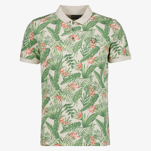 Unsigned heren polo met botanische print groen 1