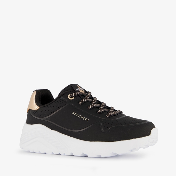 Skechers Uno Lite meisjes sneakers zwart goud 1