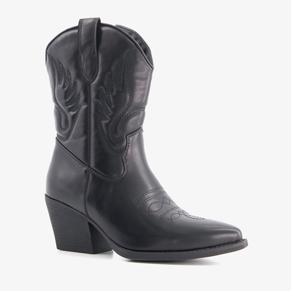 Blue Box lage dames western boots zwart 1