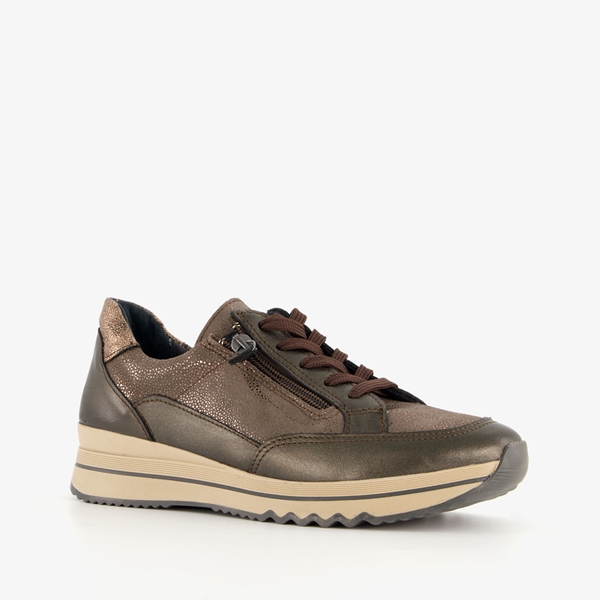 Hush Puppies leren dames sneakers brons beige 1