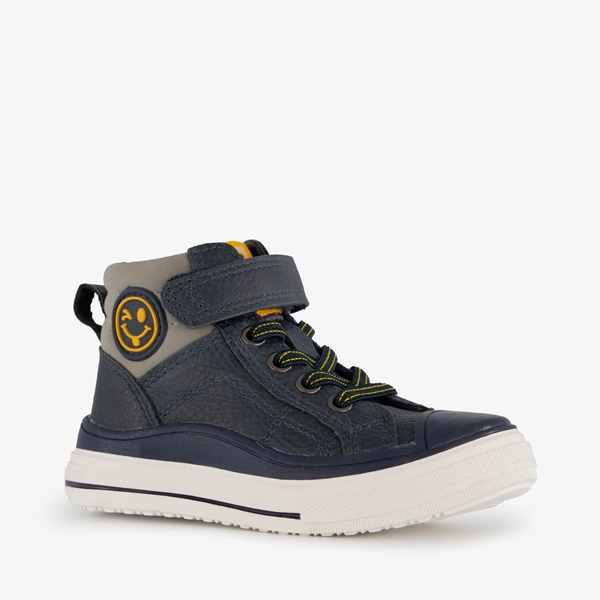 Blue Box hoge jongens sneakers blauw met smiley 1