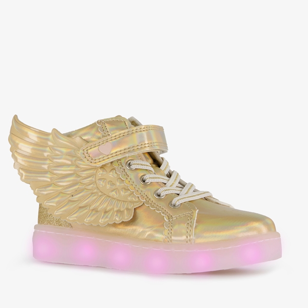 Blue Box hoge meisjes sneakers met lichtjes goud 1