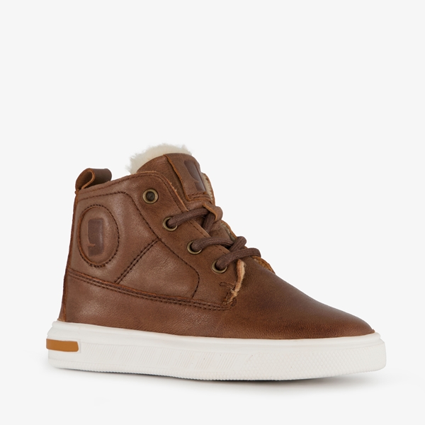 Groot hoge leren sneakers voor jongens cognac 1