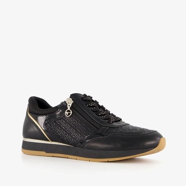 Tamaris dames sneakers zwart goud 1