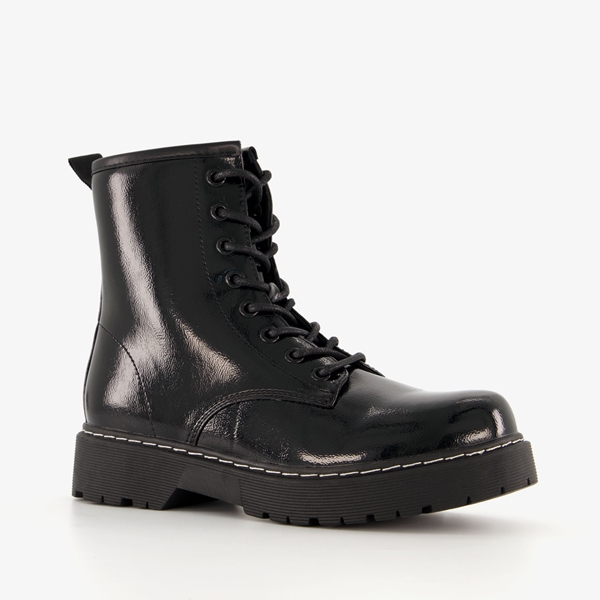 Blue Box lak dames veterboots zwart 1