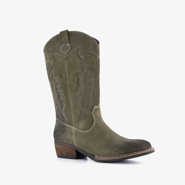 Harper suede dames western laarzen donkergroen 1