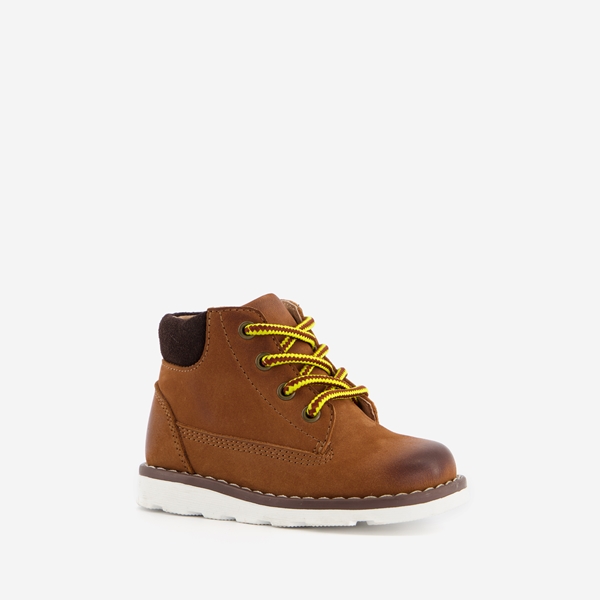 Groot leren jongens veterboots cognac 1