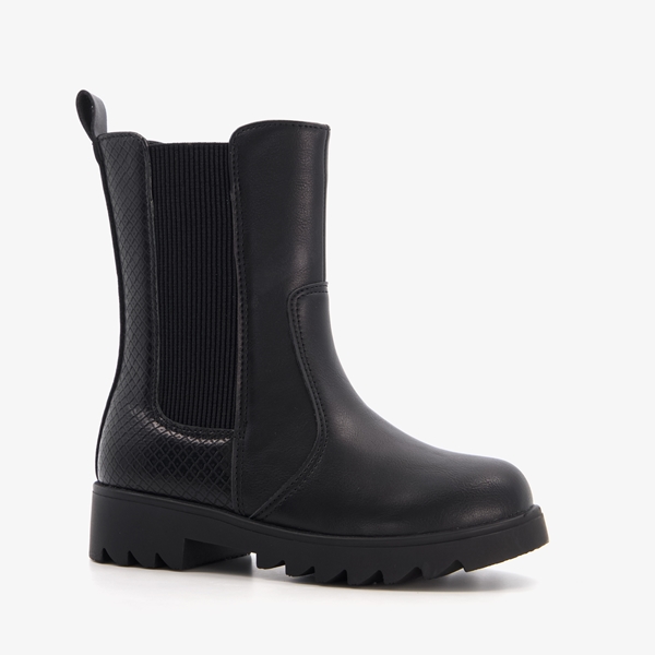 Blue Box meisjes chelsea boots zwart croco print 1