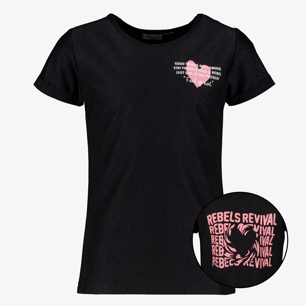 TwoDay meisjes T-shirt met roze backprint 1