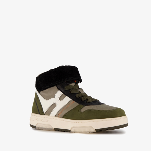 Braqeez hoge leren jongens sneakers groen 1