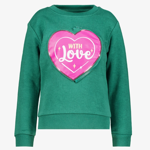 TwoDay meisjes sweater met hartje groen 1