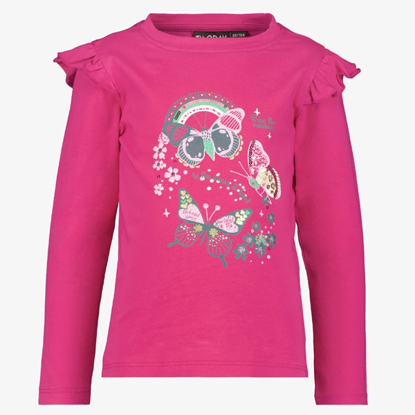 TwoDay meisjes shirt met ruches en vlinder roze 1