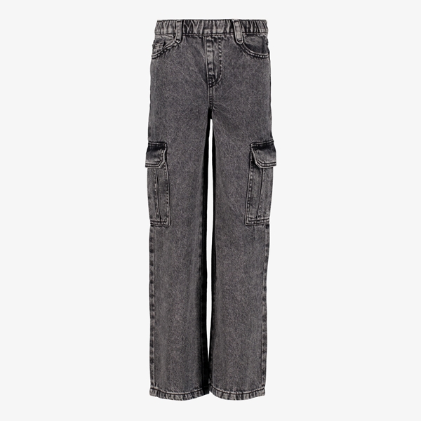 TwoDay meisjes wide leg cargo jeans donkergrijs 1