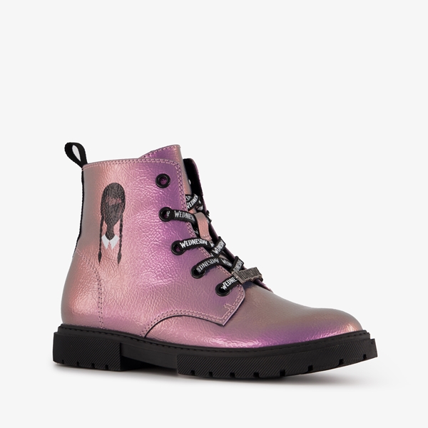 Wednesday meisjes veterboots metallic roze 1