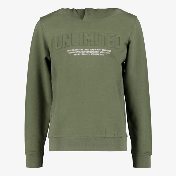 Unsigned jongens hoodie kaki groen 1