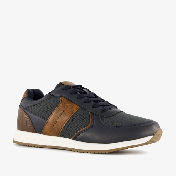 Blue Box heren sneakers blauw cognac 1