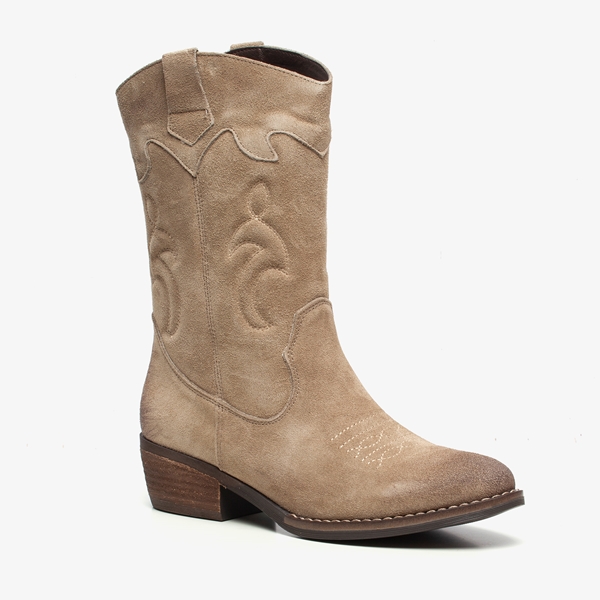 Harper suede dames western laarzen beige 1