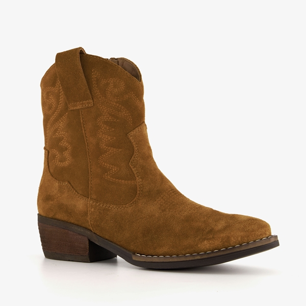 Harper suede dames western enkellaarsjes met hak 1