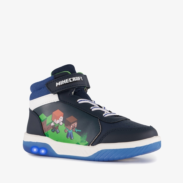 Minecraft hoge jongens sneakers met lichtjes blauw 1